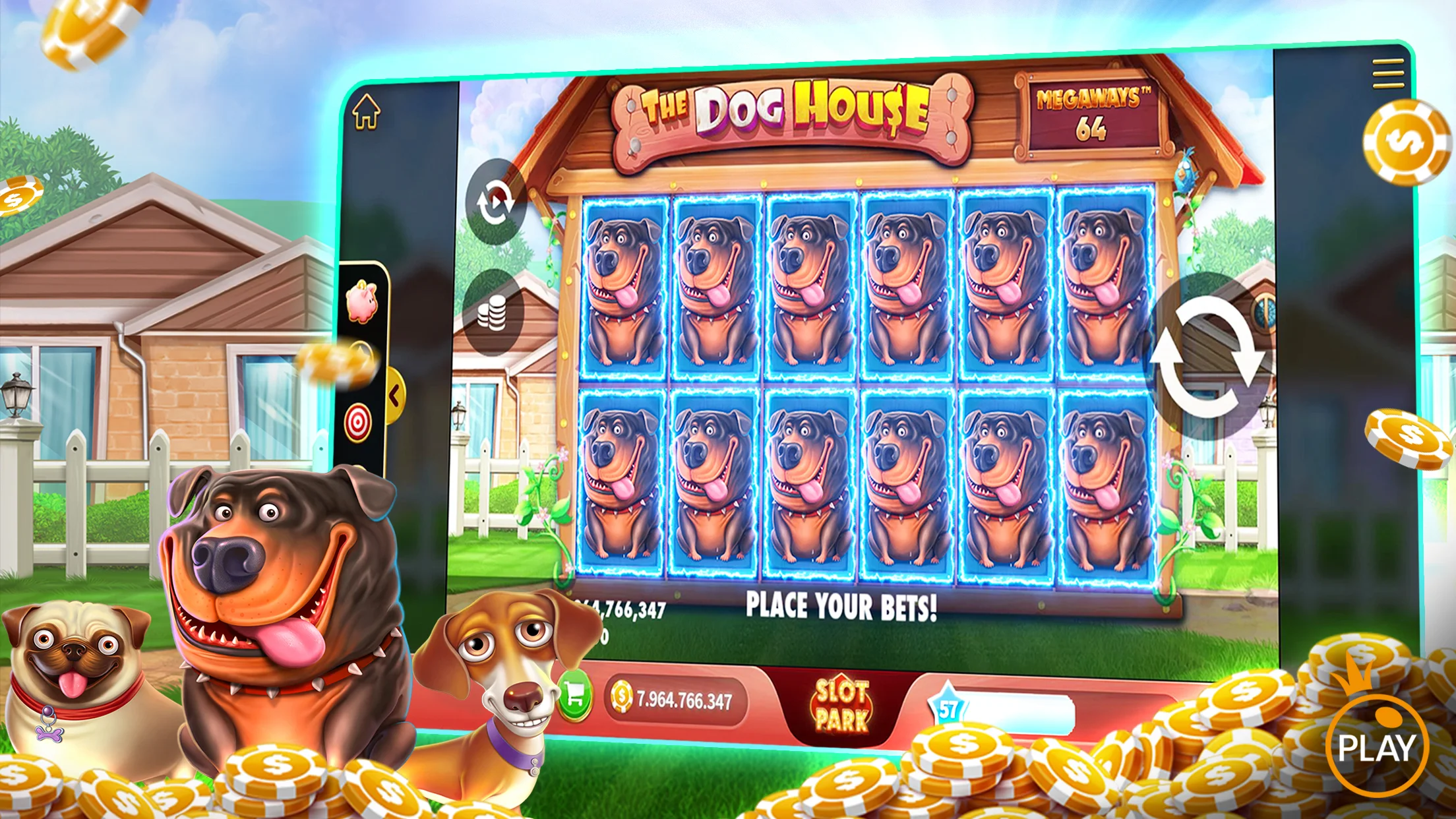 Giao diện một trò chơi slots trong ứng dụng daga